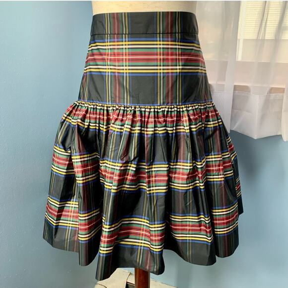 J. Crew Stewart Tartan Plaid Taffeta Skirt Size 0 - Picture 2 of 7
